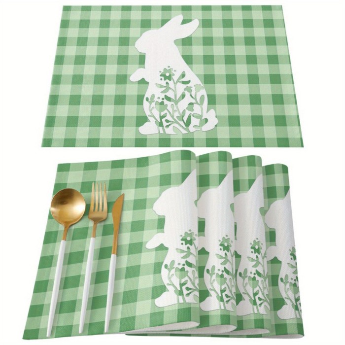 4pcs Easter Gnome Placemats Cotton Linen Mats for Farmhouse Kitchen Table