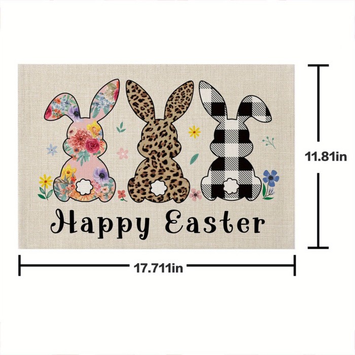 4pcs Easter Gnome Placemats Cotton Linen Mats for Farmhouse Kitchen Table