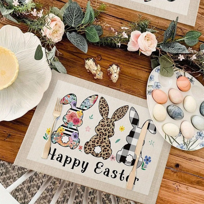 4pcs Easter Gnome Placemats Cotton Linen Mats for Farmhouse Kitchen Table