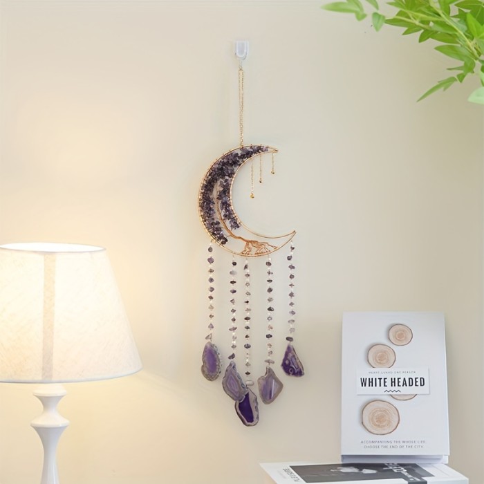 Agate Moon Tree Crystal Dream catcher, Tree of Life crystal pendant for bedroom and living room, kitchen and balcony garden decoration