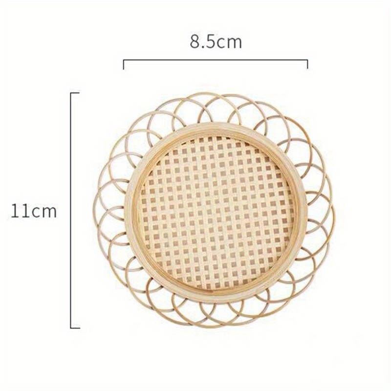 Japanese Style Bamboo Woven Saucer Handmade Bamboo Coaster Cup Holder Pot Pad Tea Mat Rattan Woven Cup Holder Coaster