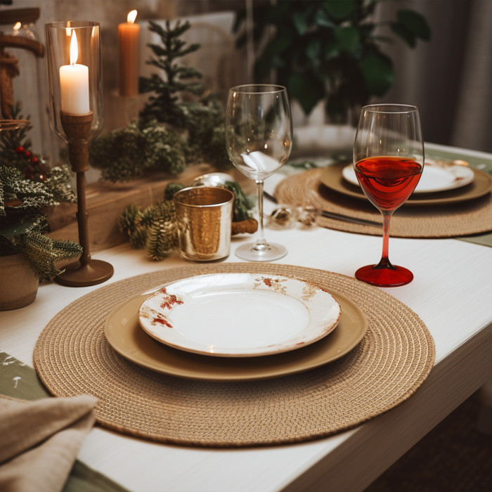 Round Braided Woven Place Mats and Coasters Set of 12 Washable Heat Resistant Table Mats for Kitchen Dining Table Home Restaurant Christmas Wedding Party Decor
