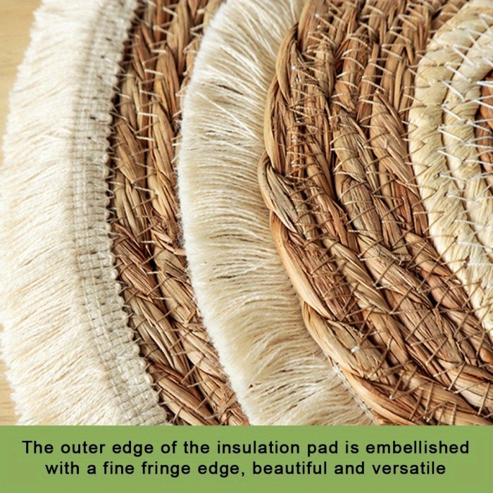 Hand-Woven Round Placemats Set of 4, 9.8\