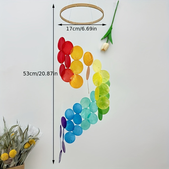1pc, Spiral Hanging Decoration With Natural Seashell Wind Chimes For Balcony Decoration, Seaside-themed Nursery Hanging Decoration