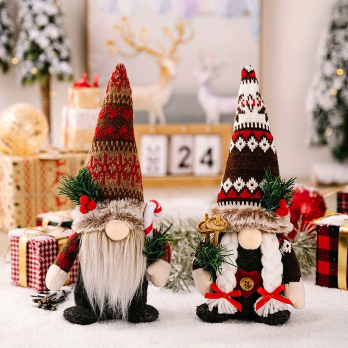 2 Pcs Christmas Gnome Decorations, Gnomes Handmade, Christmas Gnomes Plush, Swedish Gnome, Gnome Christmas Ornaments