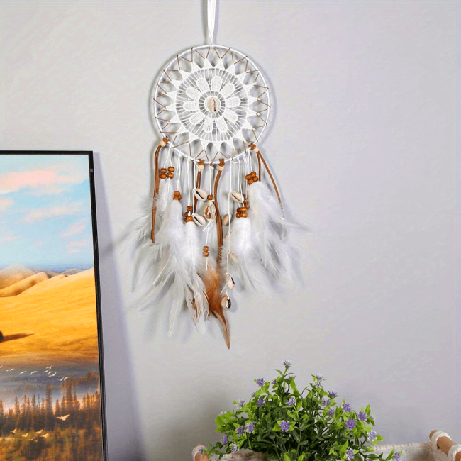 Handmade Dream Catcher Seashell Feathers Hanging Dreamcatcher Home Wall Decor