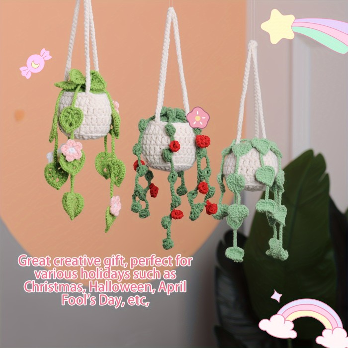 3 sets of plant pendant New hand-woven plant finished car pendant decoration rearview mirror pendant inside exquisite creative decoration