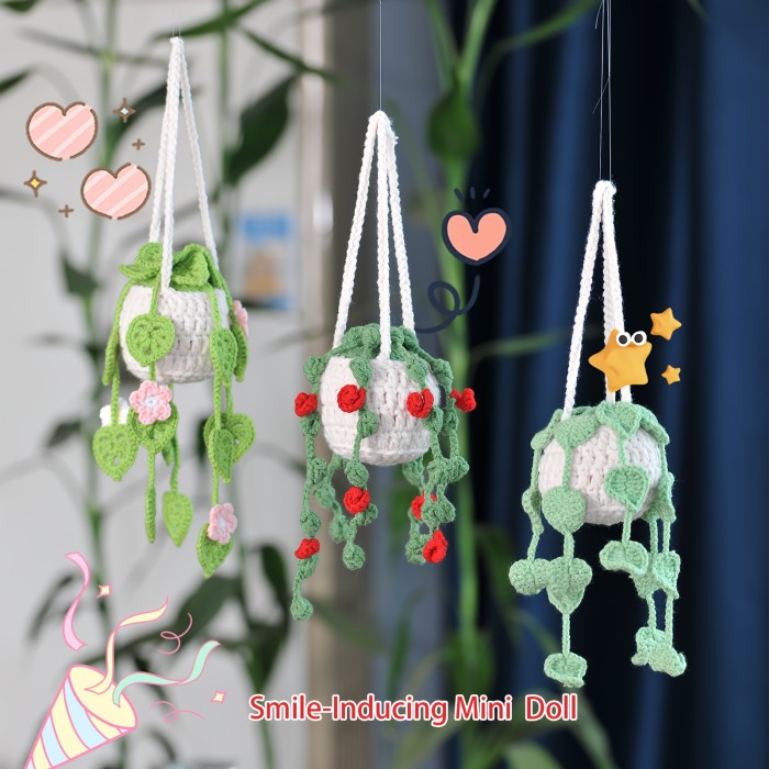 3 sets of plant pendant New hand-woven plant finished car pendant decoration rearview mirror pendant inside exquisite creative decoration