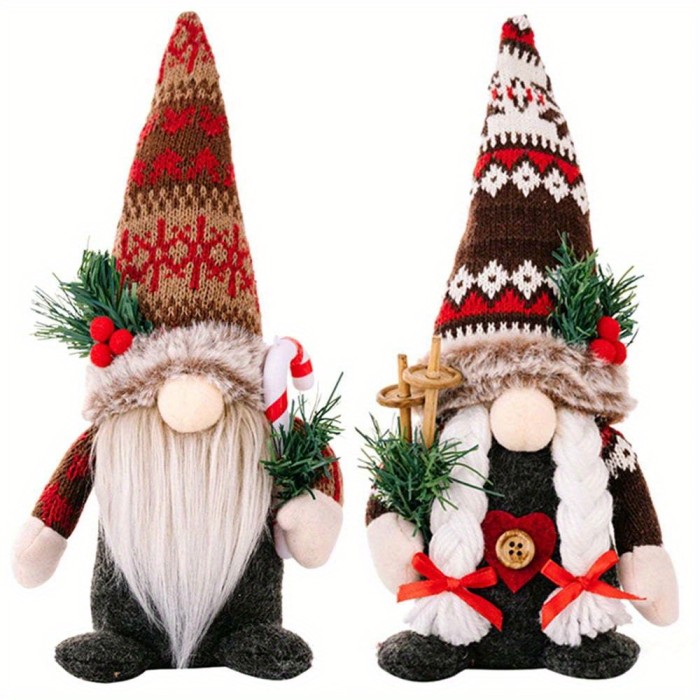 2 Pcs Christmas Gnome Decorations, Gnomes Handmade, Christmas Gnomes Plush, Swedish Gnome, Gnome Christmas Ornaments