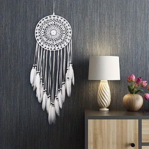 Dream Catchers Handmade White Feather Dreamcatchers For Wall Hanging, Home Car Decoration Room Decor Gifts For Girls Festival Gifts