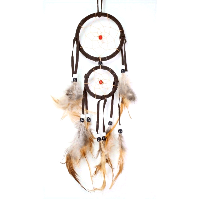 Brown handmade dream catcher with feathers wall hanging decoration ornaments gift