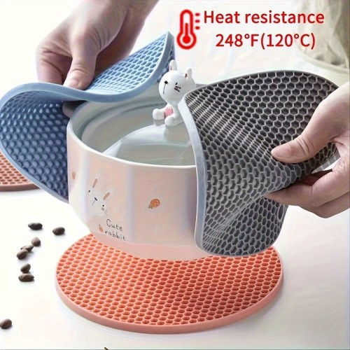 Thermal Insulation Mat, Heat-resistant Cup Mat, Bowl Mat, Thermal Mat For Table And Countertop Kitchen Supplies, Silicone Placemat, Circular Thermal Insulation Mat, Silicone Heat-resistant Table Mat, Heat-resistant Pot Mat, Baking Tray Mat