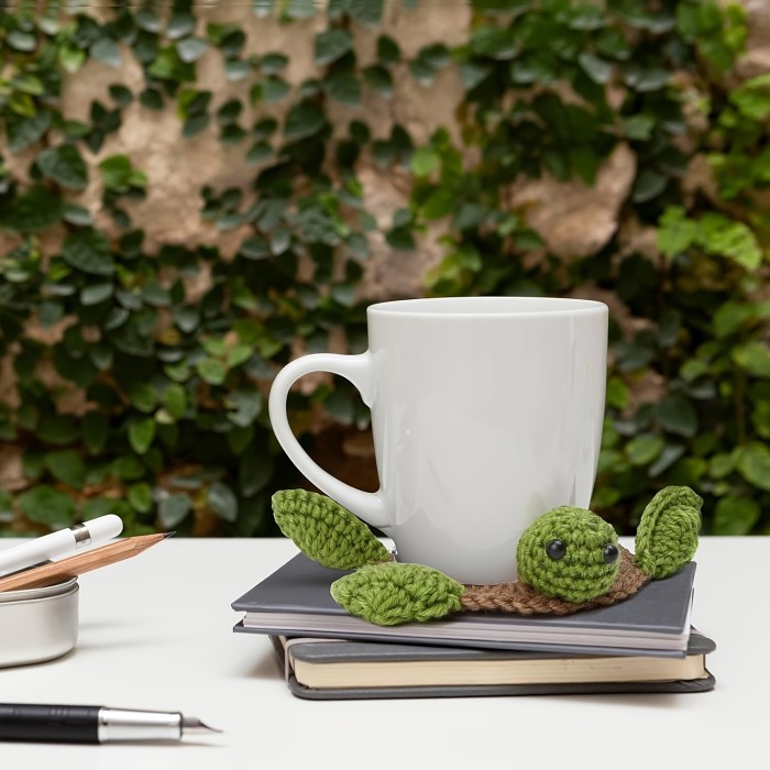 3 Pcs Crochet Tortoise Coasters For Drinks, Funny Handmade Woven Coaster Set, Cute Turtle Shaped Mug Cup Mat Table Desk Decoration Housewarming Gift