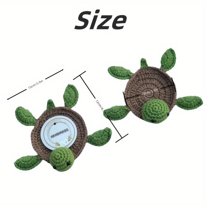 3 Pcs Crochet Tortoise Coasters For Drinks, Funny Handmade Woven Coaster Set, Cute Turtle Shaped Mug Cup Mat Table Desk Decoration Housewarming Gift
