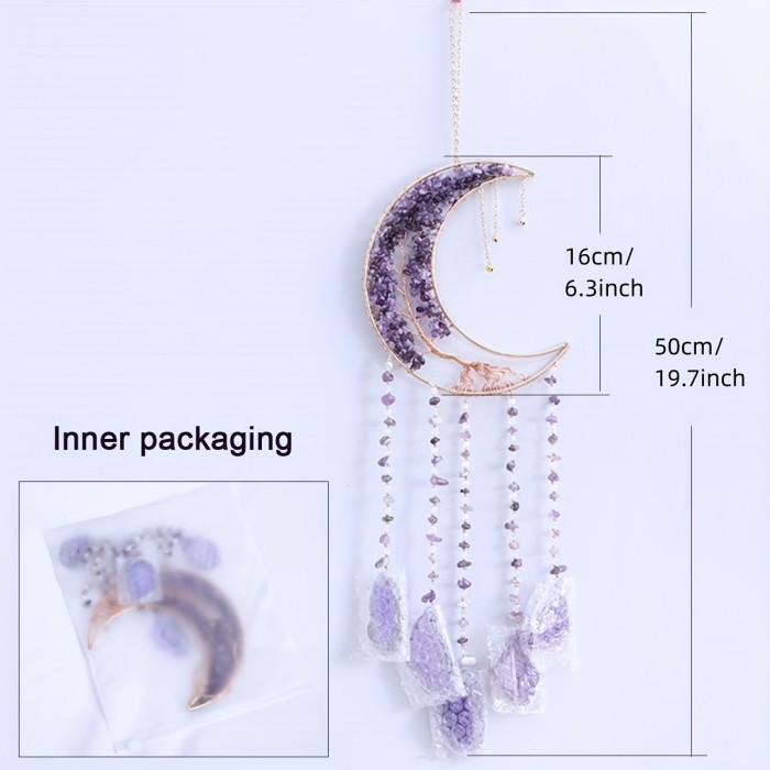 Agate Moon Tree Crystal Dream catcher, Tree of Life crystal pendant for bedroom and living room, kitchen and balcony garden decoration