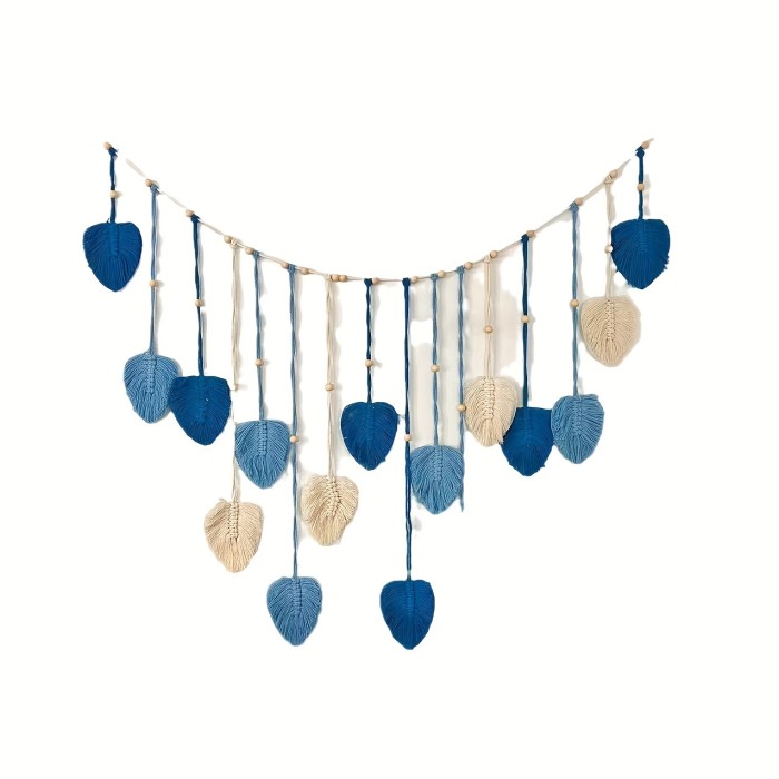 Nordic Jane's Bohemian Cotton Rope Handmade Weaving Wood Beads Leaves Photos Wall Hanging Decoration Tapestry Tassel Wall Hanging