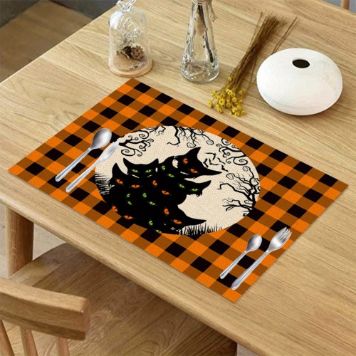3pcs Halloween Autumn Pumpkin Placemat, Ghost Kitchen Mat, Placemat Heat-resistant And Easy-to-clean Halloween Accessories