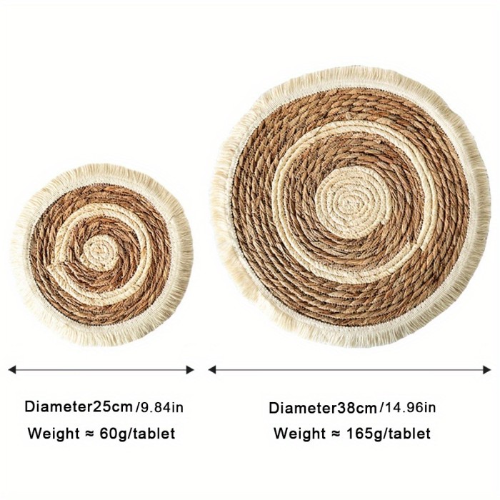 Hand-Woven Round Placemats Set of 4, 9.8\