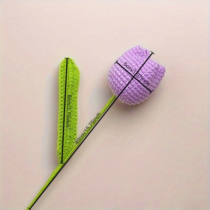 Crochet Flowers 7PCS Fake Tulips Artificial Flowers Handmade Knitted Tulip Croquet Flower Bouchet Table Centerpieces Gift for Women