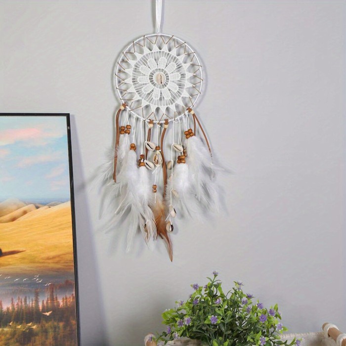 Handmade Dream Catcher Seashell Feathers Hanging Dreamcatcher Home Wall Decor