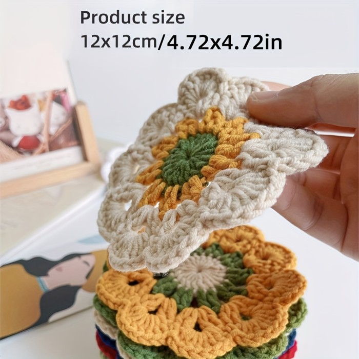 Handcrafted Crochet Coasters - Rustic Country Style, Vintage Aristocratic Vase Mat & Dining Table Pad, Knitted Cotton Crafts for Home Decor