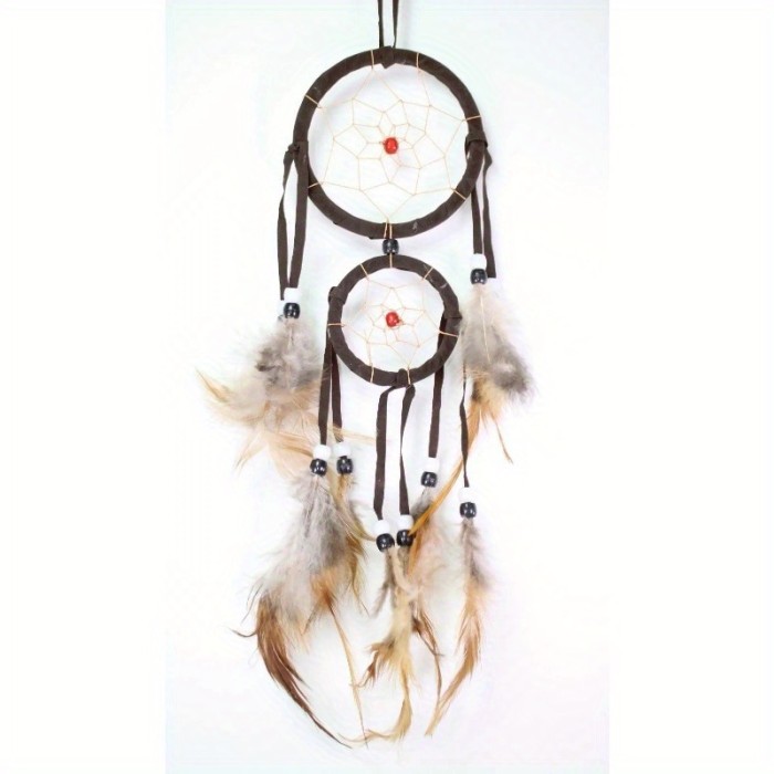Brown handmade dream catcher with feathers wall hanging decoration ornaments gift