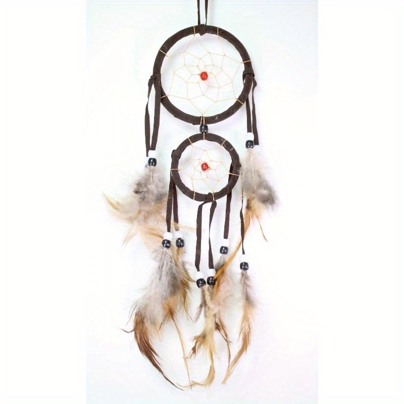 Brown handmade dream catcher with feathers wall hanging decoration ornaments gift