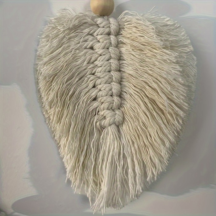 Nordic Jane's Bohemian Cotton Rope Handmade Weaving Wood Beads Leaves Photos Wall Hanging Decoration Tapestry Tassel Wall Hanging