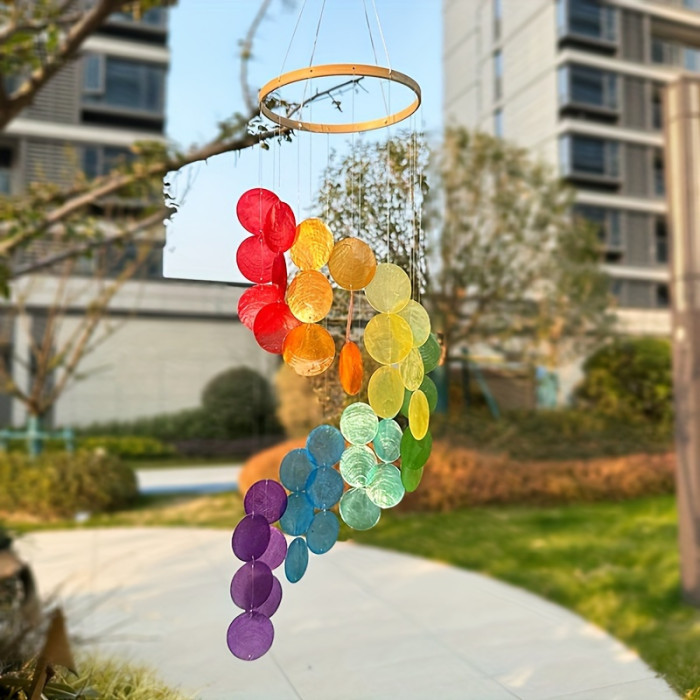1pc, Spiral Hanging Decoration With Natural Seashell Wind Chimes For Balcony Decoration, Seaside-themed Nursery Hanging Decoration