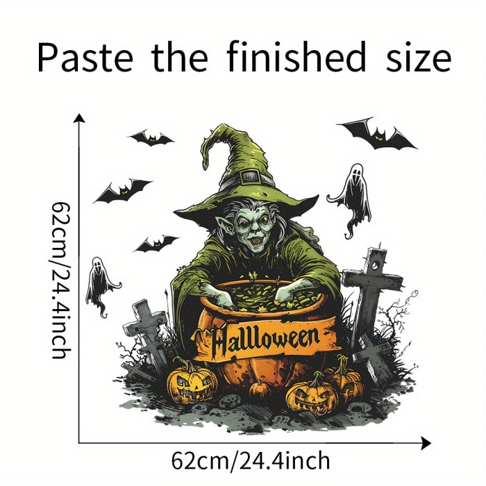 2 pcs\u002Fset Halloween Witch Bat Ghost Bedroom Living Room Home Background Layout Wall Sticker