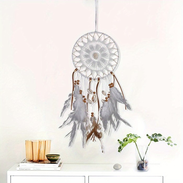 Handmade Dream Catcher Seashell Feathers Hanging Dreamcatcher Home Wall Decor