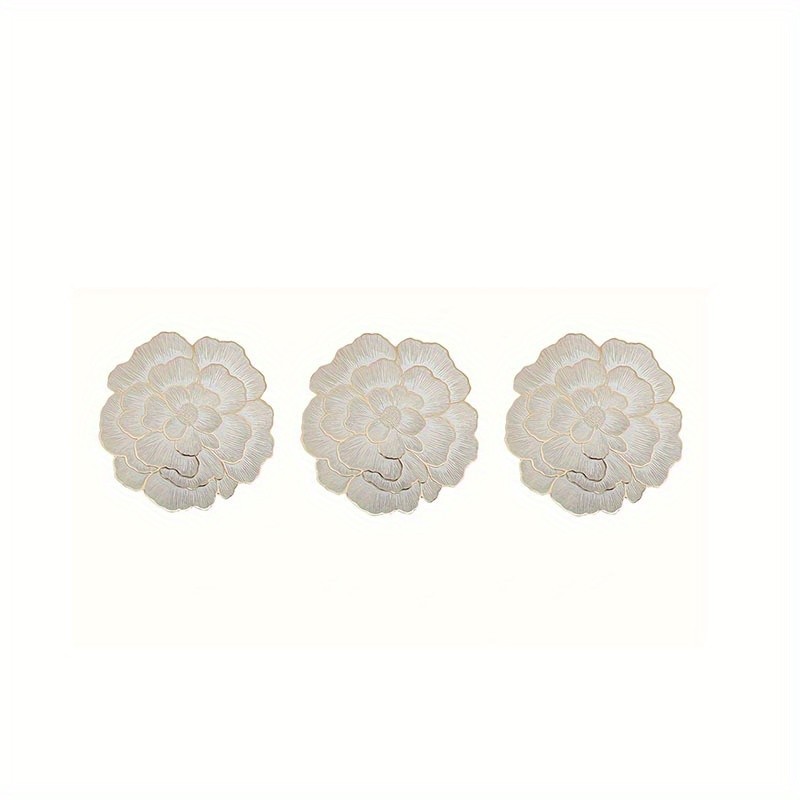 Elegant Floral Placemat Set Of 3pcs-non-slip, Wipe-resistant Table Mat, Suitable For Catering And Special Occasions