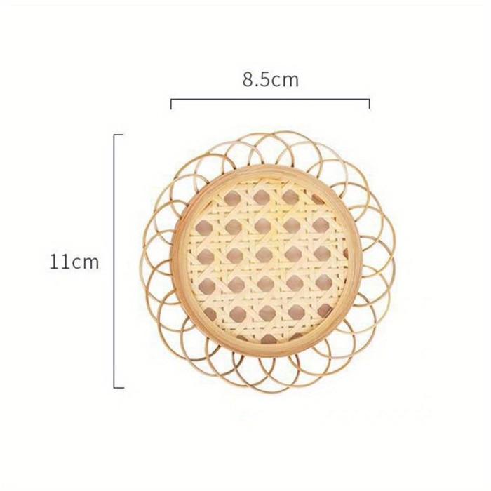 Japanese Style Bamboo Woven Saucer Handmade Bamboo Coaster Cup Holder Pot Pad Tea Mat Rattan Woven Cup Holder Coaster