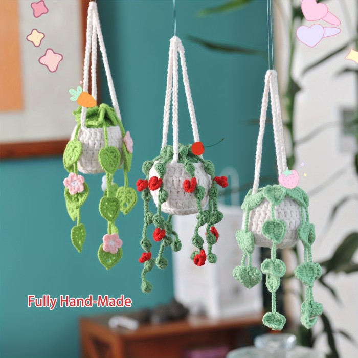 3 sets of plant pendant New hand-woven plant finished car pendant decoration rearview mirror pendant inside exquisite creative decoration