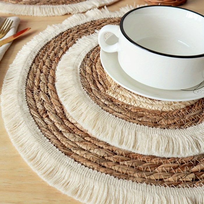 Hand-Woven Round Placemats Set of 4, 9.8\