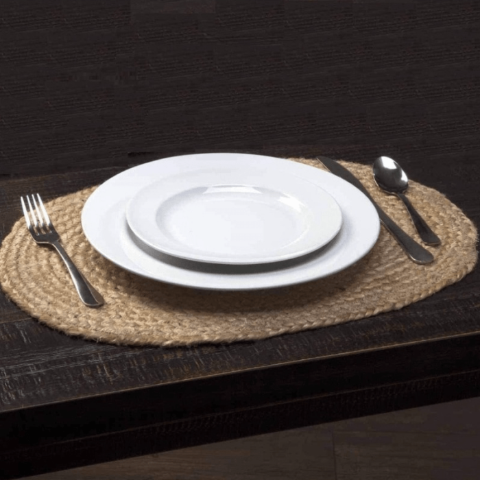 11.81×15.75in Premium Round Woven Rattan Braided Placemats - Handcrafted, Dining and Restaurant Table Decoration - Easy-to-Clean Table Mats for Elegant Dining Decor and Everyday Use - Protect Your Table from Spills and Scratches