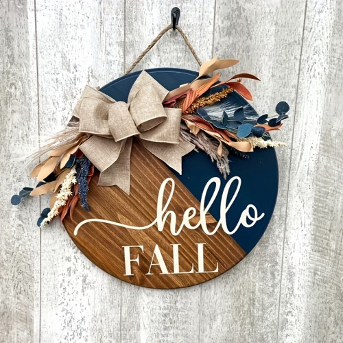 Hello Fall Fall Harvest Wheat Ears Bow 3D Font Doorplate Decoration, Fall Halloween Decoration Door Hanging | Fall Door Wreath | Fall Door Hanging | Gift | Fall Sign | Fall Wreath | Fall Decoration |