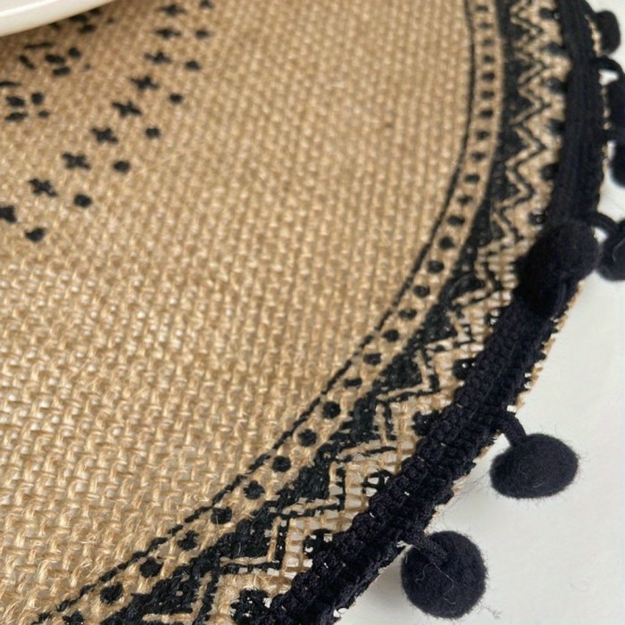 2PCS Hand-woven Coaster Ins Placemat Cotton And Linen Dining Table Insulation Pad Shooting Props Home Retro Jute Decorative Mat