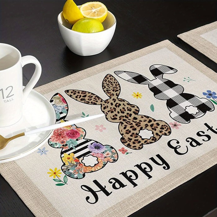 4pcs Easter Gnome Placemats Cotton Linen Mats for Farmhouse Kitchen Table