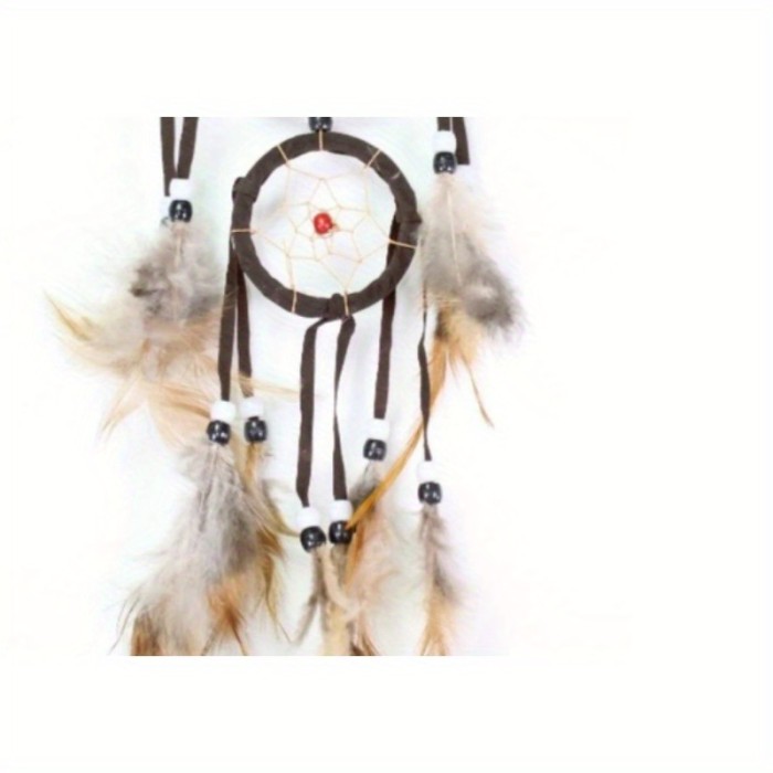Brown handmade dream catcher with feathers wall hanging decoration ornaments gift