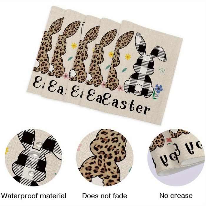 4pcs Easter Gnome Placemats Cotton Linen Mats for Farmhouse Kitchen Table