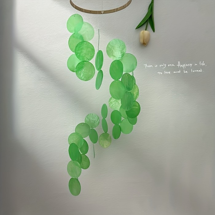 1pc, Spiral Hanging Decoration With Natural Seashell Wind Chimes For Balcony Decoration, Seaside-themed Nursery Hanging Decoration