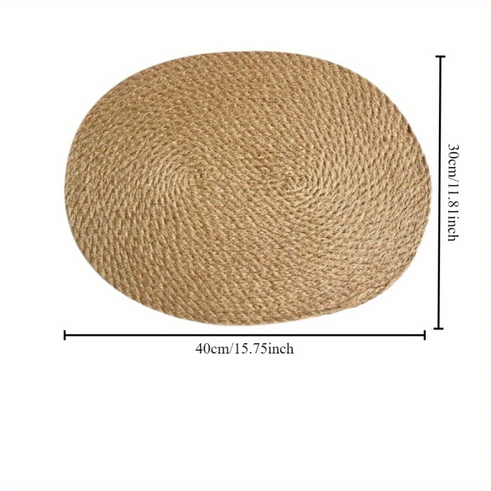 11.81×15.75in Premium Round Woven Rattan Braided Placemats - Handcrafted, Dining and Restaurant Table Decoration - Easy-to-Clean Table Mats for Elegant Dining Decor and Everyday Use - Protect Your Table from Spills and Scratches