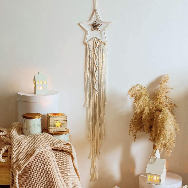 Dream Catcher with Handmade Star Design Woven Cotton Dream Catchers Boho Macrame Wall Hanging Home Decoration Ornament Craft Gift For Teen Girls