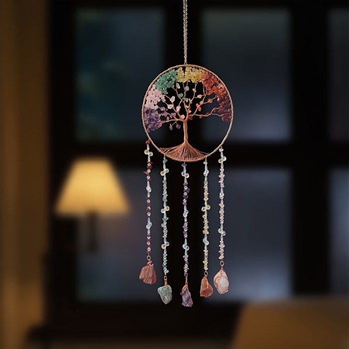Dream Catcher Pendant With Natural Agate - Colorful Gemstone Wall Hanging For Home & Garden Decor, Perfect For Birthday Christmas Wedding Gifts
