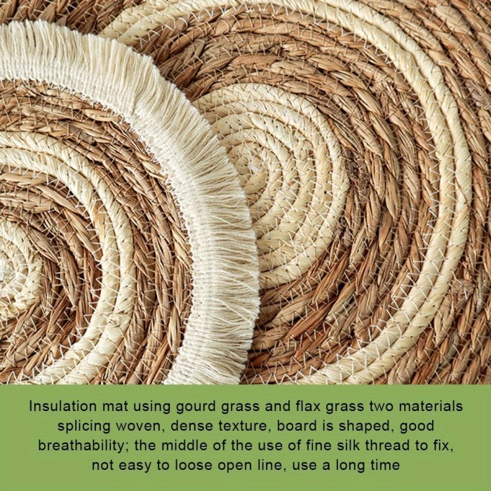 Hand-Woven Round Placemats Set of 4, 9.8\