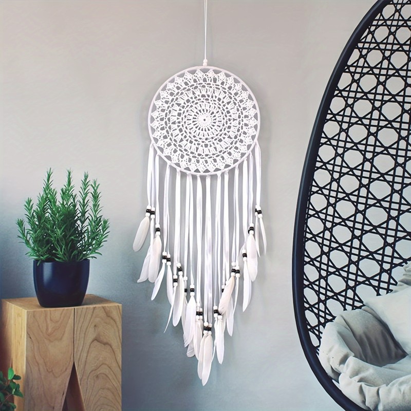Dream Catchers Handmade White Feather Dreamcatchers For Wall Hanging, Home Car Decoration Room Decor Gifts For Girls Festival Gifts