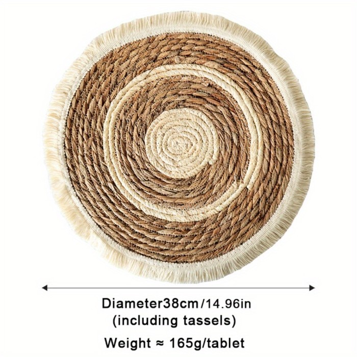 Hand-Woven Round Placemats Set of 4, 9.8\