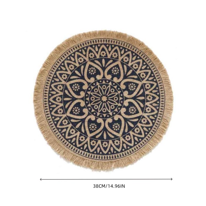 2PCS Hand-woven Coaster Ins Placemat Cotton And Linen Dining Table Insulation Pad Shooting Props Home Retro Jute Decorative Mat
