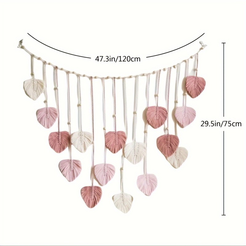 Nordic Jane's Bohemian Cotton Rope Handmade Weaving Wood Beads Leaves Photos Wall Hanging Decoration Tapestry Tassel Wall Hanging